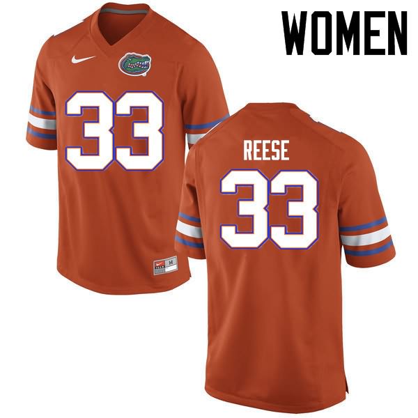 NCAA Florida Gators David Reese Women's #33 Nike Orange Stitched Authentic College Football Jersey GBC4164NG